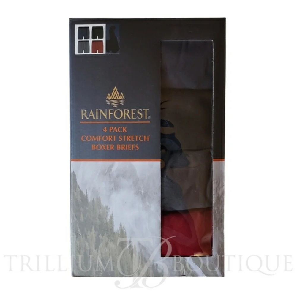 Rainforest Men's Comfort Stretch Knit Boxer Briefs Underwear Navy Multi NIB